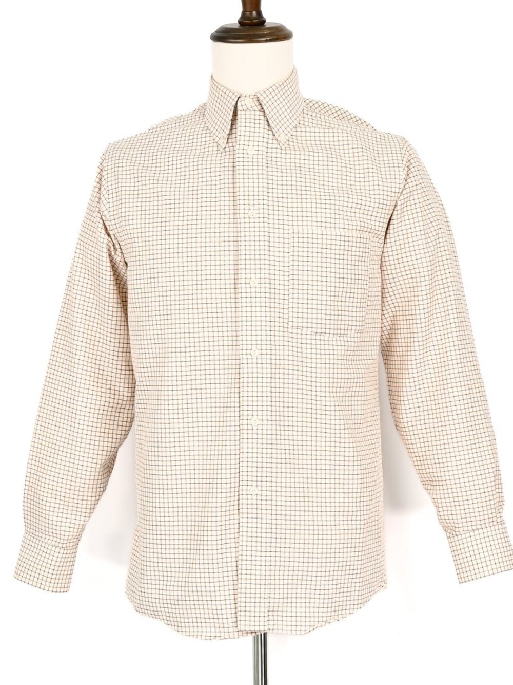 Vintage Ivory Red & Blue Checkered ARROW Wrinkle Free Button Down Shirt